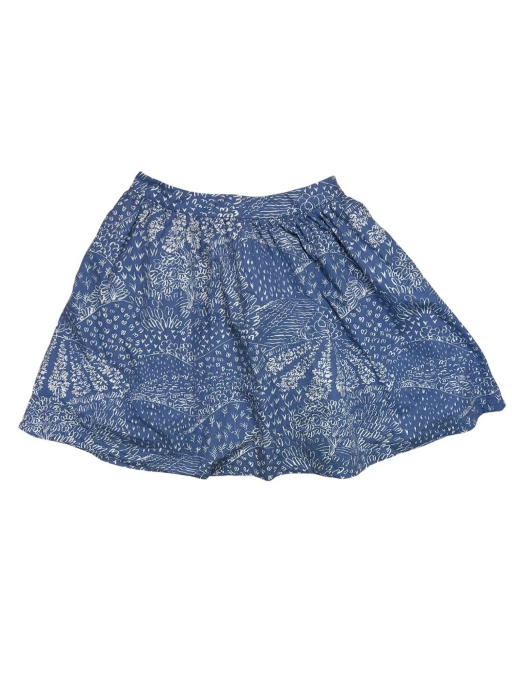 Boden Cotton Skirt 10 Blue Lined Pockets Cottage Twee Floral Ruffle
